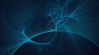Soyut mavi fraktal ışık arkaplanı 3 boyutlu oluşturuluyor