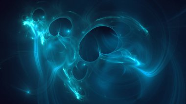 Soyut mavi fraktal ışık arkaplanı 3 boyutlu oluşturuluyor
