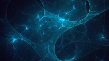 Soyut mavi fraktal ışık arkaplanı 3 boyutlu oluşturuluyor