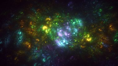 Soyut fraktal ışık arkaplanı 3 boyutlu oluşturuluyor