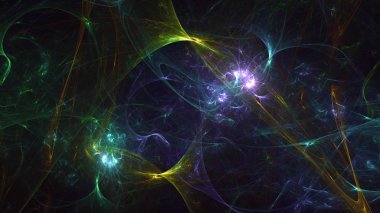 Soyut fraktal ışık arkaplanı 3 boyutlu oluşturuluyor
