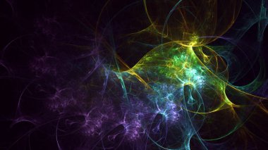 Soyut fraktal ışık arkaplanı 3 boyutlu oluşturuluyor