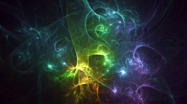 Soyut fraktal ışık arkaplanı 3 boyutlu oluşturuluyor