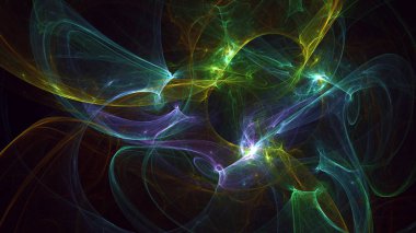 Soyut fraktal ışık arkaplanı 3 boyutlu oluşturuluyor