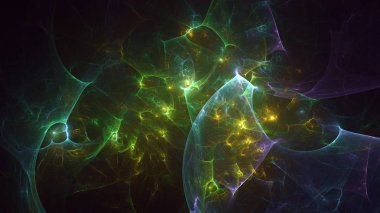 Soyut fraktal ışık arkaplanı 3 boyutlu oluşturuluyor