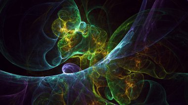 Soyut fraktal ışık arkaplanı 3 boyutlu oluşturuluyor