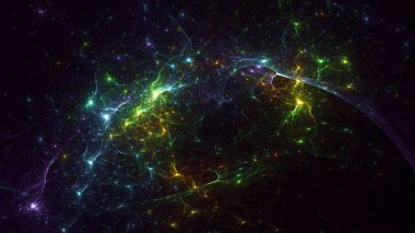 Soyut fraktal ışık arkaplanı 3 boyutlu oluşturuluyor