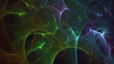 Soyut fraktal ışık arkaplanı 3 boyutlu oluşturuluyor