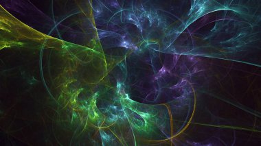 Soyut fraktal ışık arkaplanı 3 boyutlu oluşturuluyor