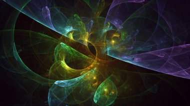 Soyut fraktal ışık arkaplanı 3 boyutlu oluşturuluyor