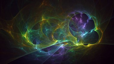Soyut fraktal ışık arkaplanı 3 boyutlu oluşturuluyor