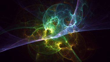 Soyut fraktal ışık arkaplanı 3 boyutlu oluşturuluyor