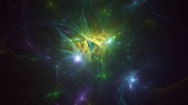Soyut fraktal ışık arkaplanı 3 boyutlu oluşturuluyor