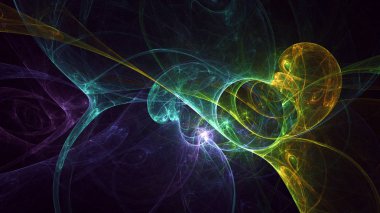 Soyut fraktal ışık arkaplanı 3 boyutlu oluşturuluyor