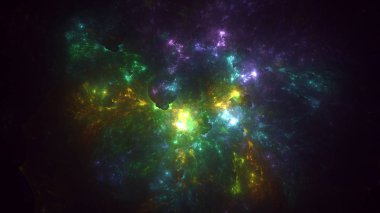 Soyut fraktal ışık arkaplanı 3 boyutlu oluşturuluyor