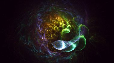 Soyut fraktal ışık arkaplanı 3 boyutlu oluşturuluyor