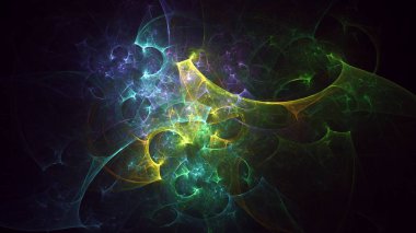 Soyut fraktal ışık arkaplanı 3 boyutlu oluşturuluyor