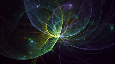 Soyut fraktal ışık arkaplanı 3 boyutlu oluşturuluyor