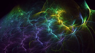 Soyut fraktal ışık arkaplanı 3 boyutlu oluşturuluyor