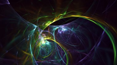 Soyut fraktal ışık arkaplanı 3 boyutlu oluşturuluyor