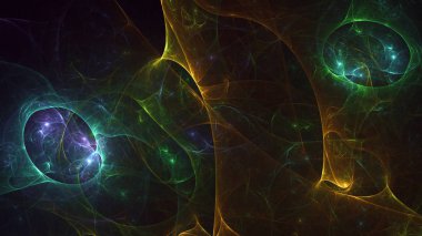 Soyut fraktal ışık arkaplanı 3 boyutlu oluşturuluyor