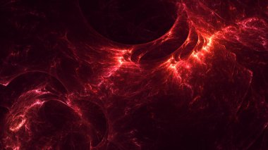 Soyut kırmızı fraktal ışık arkaplanı 3 boyutlu oluşturuluyor