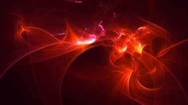 Soyut kırmızı fraktal ışık arkaplanı 3 boyutlu oluşturuluyor
