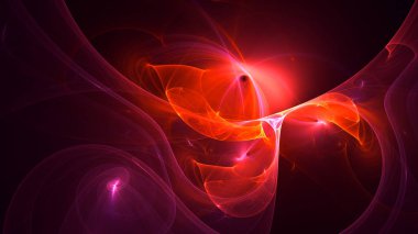 Soyut kırmızı fraktal ışık arkaplanı 3 boyutlu oluşturuluyor