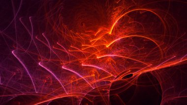 Soyut kırmızı fraktal ışık arkaplanı 3 boyutlu oluşturuluyor