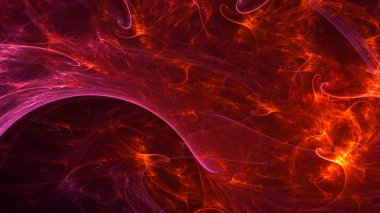 Soyut kırmızı fraktal ışık arkaplanı 3 boyutlu oluşturuluyor