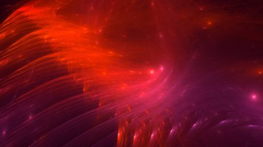 Soyut kırmızı fraktal ışık arkaplanı 3 boyutlu oluşturuluyor