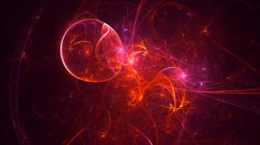 Soyut kırmızı fraktal ışık arkaplanı 3 boyutlu oluşturuluyor