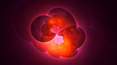 Soyut kırmızı fraktal ışık arkaplanı 3 boyutlu oluşturuluyor