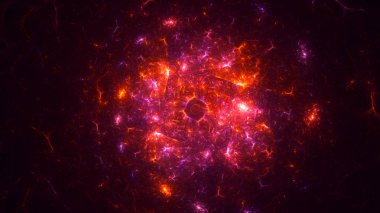 Soyut kırmızı fraktal ışık arkaplanı 3 boyutlu oluşturuluyor