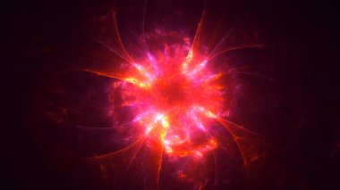 Soyut kırmızı fraktal ışık arkaplanı 3 boyutlu oluşturuluyor