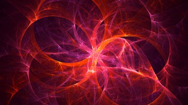 Soyut kırmızı fraktal ışık arkaplanı 3 boyutlu oluşturuluyor