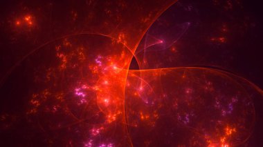 Soyut kırmızı fraktal ışık arkaplanı 3 boyutlu oluşturuluyor