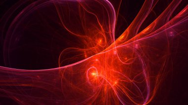 Soyut kırmızı fraktal ışık arkaplanı 3 boyutlu oluşturuluyor