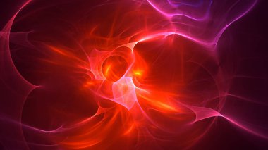 Soyut kırmızı fraktal ışık arkaplanı 3 boyutlu oluşturuluyor