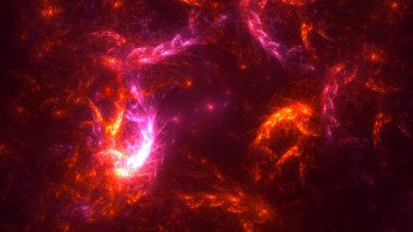 Soyut kırmızı fraktal ışık arkaplanı 3 boyutlu oluşturuluyor