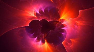 Soyut kırmızı fraktal ışık arkaplanı 3 boyutlu oluşturuluyor