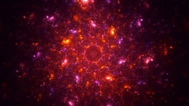 Soyut kırmızı fraktal ışık arkaplanı 3 boyutlu oluşturuluyor