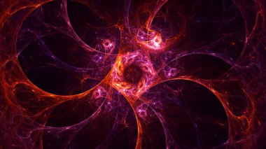 Soyut kırmızı fraktal ışık arkaplanı 3 boyutlu oluşturuluyor