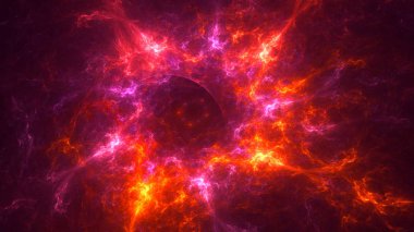 Soyut kırmızı fraktal ışık arkaplanı 3 boyutlu oluşturuluyor