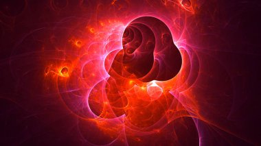 Soyut kırmızı fraktal ışık arkaplanı 3 boyutlu oluşturuluyor