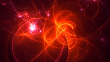 Soyut kırmızı fraktal ışık arkaplanı 3 boyutlu oluşturuluyor