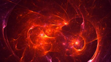 Soyut kırmızı fraktal ışık arkaplanı 3 boyutlu oluşturuluyor