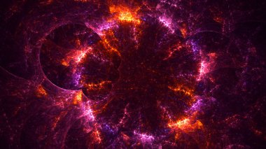 Soyut kırmızı fraktal ışık arkaplanı 3 boyutlu oluşturuluyor