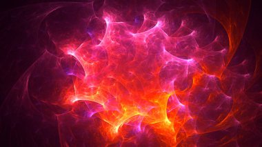 Soyut kırmızı fraktal ışık arkaplanı 3 boyutlu oluşturuluyor