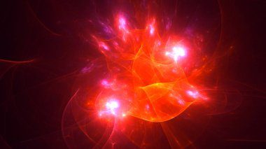 Soyut kırmızı fraktal ışık arkaplanı 3 boyutlu oluşturuluyor